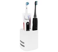 Linkidea Support de Brosse à Dents électrique, Organiseur de Dentifrice en Plastique, Support de comptoir à 3 Compartiments Compatible avec Les brosses Oral-B IO et Philips Sonicare (Cadre Blanc)