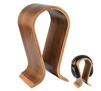 Linkidea Support de Casque Omega en Bois - Support de Bureau pour Écouteurs - Finition Noyer