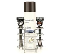 Linkidea Support de rasoir de bureau en acier inoxydable pour douche, support de rangement pour gel à raser avec base antidérapante, compatible avec Gillette Fusion ProGlide, Mach 3, Harry's 5 Blade