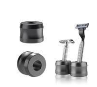 Linkidea Support de Rasoir de sécurité, Support de Rasage pour Hommes, Aluminium, Résistant à la Corrosion, 2 Niveaux, Diamètre d'ouverture 0,7" (Gris Foncé)