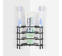 Linkidea Support Mural d'angle pour Brosse à Dents, étagère Triangulaire en Acier Inoxydable pour Murs carrelés, Organisateur de Brosse à Dents électrique Auto-adhésif (Noir)