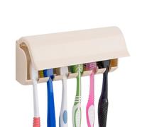 Linkidea Support Mural pour Brosse à Dents avec Couvercle pour Douche, Armoire de Camping-Car, en Plastique, Autocollant, 6 emplacements, Support de Brosse à Dents Compatible avec Oral-B CrossAction