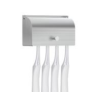 Linkidea Support Mural pour Brosse à Dents avec Couvercle pour Salle de Bain, Douche, Support Mural Autocollant en Acier Inoxydable (4 emplacements)