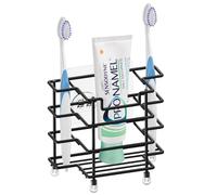 Linkidea Support Mural pour Brosse à Dents de Douche en Acier Inoxydable pour comptoir, Organiseur à 3 Fentes, Compatible avec Colgate Extra Clean, Oral-B CrossAction (Noir)