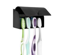Linkidea Support Mural pour Brosse à Dents de Douche, Support adhésif en Acier Inoxydable, Organiseur à 4 emplacements, Compatible avec Colgate Extra Clean, Oral-B CrossAction (Noir)