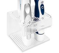 Linkidea Support mural pour brosse à dents électrique pour salle de bain, douche, organiseur autocollant en acrylique compatible avec Oral-B iO, Philips Sonicare, 7AM2M, Aquasonic (transparent)