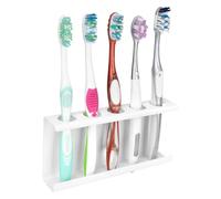 Linkidea Support mural pour brosse à dents pour salle de bain, organisateur peu encombrant pour camping-car, 5 emplacements en acier inoxydable, support de brosse à dents compatible avec Colgate