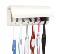 Linkidea Support Mural pour brosses à Dents avec Couvercle pour Douche, en Plastique Auto-adhésif, 6 emplacements, Compatible avec Oral-B CrossAction et Colgate Extra Clean