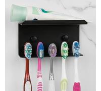 Linkidea Support Mural pour brosses à Dents pour Douche, Organisateur Auto-adhésif à 5 emplacements pour brosses et Dentifrice, Compatible avec Les brosses à Dents Colgate Extra Clean et CrossAction