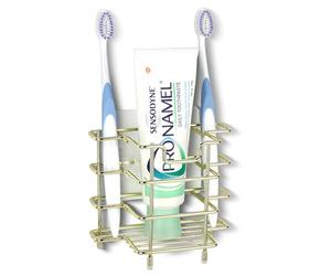 Linkidea Support Mural/Support de Brosse à Dents de comptoir pour Douche, Support de Dentifrice en Acier Inoxydable, Organiseur à 3 Fentes, Compatible avec Colgate Extra Clean, Oral-B CrossAction