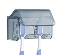 Linkidea Support Mural ventilé pour brosses à Dents avec Couvercle, 2 emplacements, Fixation Auto-adhésive pour Douche, Camping-Car, Caravane, Salle de Bain