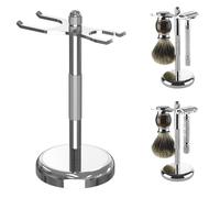 Linkidea Support pour rasoir et blaireau, support de luxe en acier inoxydable pour homme, organisateur de toilettage pour salle de bain, support de rasoir compatible avec Merkur 23C (argenté)