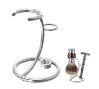 Linkidea Support pour rasoir, porte-rasoir sécurité et porte-blaireaux pour salle bain, compatible avec Merkur 34C HD, 23C, Gillette NFL Series, Henson AL13, Vikings Blade Chieftain (chromé/argenté)