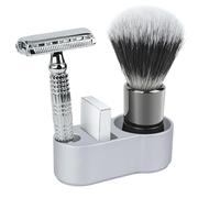 Linkidea Support pour rasoir sécurité en aluminium pour homme, ouverture 14 mm, support compact pour brosse à raser & rasoir, compatible avec Merkur 34C, Muhle R89, Vikings Blade(Support uniquement)