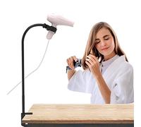 Linkidea Support pour sèche-cheveux mains libres, bras flexible 33,5 po avec pince, support pour sèche-cheveux portatifs, compatible avec bureaux jusqu’à 2,4 po d’épaisseur (noir)