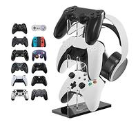 Linkidea Support Universel à 3 Niveaux pour manettes et Casques, Compatible avec Les manettes PS5, PS4, Switch Pro et Xbox, Accessoires de Jeu, Texture cristalline (Noir)