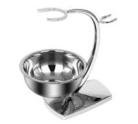 Linkidea Support universel de sécurité pour rasoir avec bol de rasage, support de toilettage pour homme en acier inoxydable et bol à savon pour salle de bain, compatible avec Gillette Vector 3