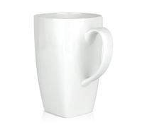 Linkidea Tasse à café extra large en porcelaine fine de 591 ml, légère avec poignées, tasses à thé pour bière, latte, cacao chaud, passe au micro-ondes et au lave-vaisselle, blanc