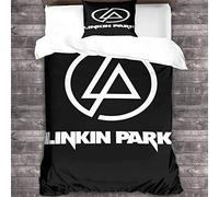 Linkin Park Housse De Couette Rock 'n' Roll 3 Pièces Ensemble De Literie en Microfibre Douce Dousse De Couette Imprimée Musique 3D pour Enfants Garçons Adolescents Simple（135x200cm）
