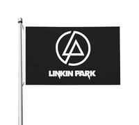 Linkin Rock Band Park Drapeau 3x5FT Double Face - Drapeau Groupe Rock - Texte et Logo Imprimés - Matière Polyester Résistant - Pour Fan de Nu Metal - Décoration Chambre/Concert