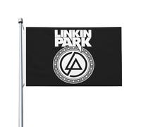 Linkin Rock Band Park Drapeau 3x5FT Double Face - Drapeau Groupe Rock - Texte et Logo Imprimés - Matière Polyester Résistant - Pour Fan de Nu Metal - Décoration Chambre/Concert