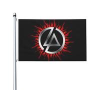 Linkin Rock Band Park Drapeau 3x5FT Double Face - Drapeau Groupe Rock - Texte et Logo Imprimés - Matière Polyester Résistant - Pour Fan de Nu Metal - Décoration Chambre/Concert
