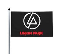 Linkin Rock Band Park Drapeau 3x5FT Double Face - Drapeau Groupe Rock - Texte et Logo Imprimés - Matière Polyester Résistant - Pour Fan de Nu Metal - Décoration Chambre/Concert
