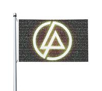 Linkin Rock Band Park Drapeau 3x5FT Double Face - Drapeau Groupe Rock - Texte et Logo Imprimés - Matière Polyester Résistant - Pour Fan de Nu Metal - Décoration Chambre/Concert