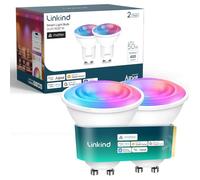 Linkind Ampoule Connectée GU10 WiFi 400LM, Dimmable 1-100%, 4,8W, Lot de 2 | 1800K-6500K, Sync Musicale, Contrôle Vocal, IRC≥90, 4.8W=50W, 16M de Couleurs, Compatible avec Alexa/Apple Home/Google Home