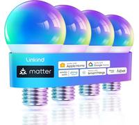 Linkind Ampoule Connectée WiFi, Ampoule LED E27 Multicolore RGB 1800K-6500K, Dimmable 9W 800LM, Compatible avec Alexa/Google Home/SmartThings, Synchronisation Musicale, pour Noël, Fête, 4 PCS