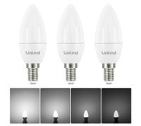 Linkind Ampoule LED Dimmable E14 Forme Bougie, 5W Équivalent à 40W, Blanc Froid 5000K, 470lm, Ampoule Bougie B35 avec Petit Culot à Vis, Lampe Intensité Variable 220-240V, Lot de 3