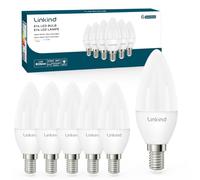 Linkind Ampoule LED E14, 5,9W=60W 806lm 2700K Bougie C35/B35, 6 pcs Durée de Vie de 25000h, IRC ≥ 80, non Dimmable, 220-240V, Idéale pour Lustres et Lampes de Table.