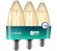 Linkind Ampoule LED E14 Classe Énergétique A 470LM, 2,2W = 40W, 2700K Blanc Chaud, Ampoule E14 en Verre Clair, 320° Style Classique C35/B35, Non Dimmable, Lot de 3