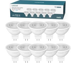 Linkind Ampoule Led GU5.3, 3.4W Équivalent 35W, 2700K Blanc Chaud Angle de Rayonnement 36° Spot LED MR16, 360Lm AC/DC Ampoule LED 12V, Durée de Vie 25000h, non Dimmable, 10 PCS