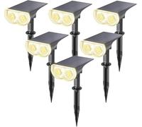 Linkind Lampe Solaire Extérieur 800lm, Spot Solaire 3000K Blanc Chaud, IP65 Étanche Lampes de Jardin, 22 LEDs, 3 Luminosité pour le Jardin, Cour, Allée, Lot de 6