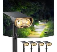 Linkind Lampe Solaire Exterieur avec Détecteur de Mouvement 1000LM, Blanc Chaud & Blanc Froid, 24 LED Spot Solaire avec 3 Modes, 2-en-1 Montage, IP67 Étanche, Lumière Solaire pour Jardin, Lot de 4