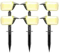 Linkind Lampe Solaire Exterieur, Lumiere Eclairage Solaire Ultra Longue Durée, 60 LEDs Spot Solaire Exterieur 800lm, IP67 Eclairage Exterieur Solaire pour Jardin, Chemin. Blanc Chaud,Lot de 6.