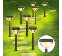Linkind Lampes Solaires de Jardin, 3000K Blanc Chaud, Lampes Solaires d'Extérieur avec Détecteur de Lumière, 3 Modes d'Éclairage, Étanche IP54 avec Piquet de Terre pour Chemin, Allée, 8PCS