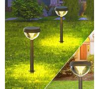 Linkind Lampes Solaires Jardin, Éclairage Solaire Exterieur Étanche IP54 avec 3 Modes d'Éclairage et Plage de luminosité 2 m, Lumière Décoration pour Allée, Cour, Terrasse. Blanc chaud, 2 pcs