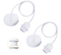 Linkind lot de 2 suspensions E27 avec bague vissable, câble textile réglable 100cm, suspension compatible avec abat-jour, douille idéale pour suspension de cuisine
