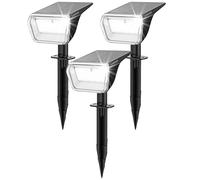 Linkind Lot de 3 spots solaires à 60 LED pour jardin - 800 lm - Lumière du jour 6500 K - Avec indicateur de charge - Réglable à 135° - Avec batterie de classe S - IP67 - Résistant aux intempéries