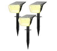 Linkind Lot de 3 spots solaires à 60 LED pour l'extérieur - Blanc chaud - 800 lm - Durée d'éclairage extra longue et décharge intelligente - 3000 K - Avec indicateur de charge - IP67