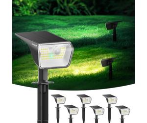 Linkind Spot Solaire avec Detecteur de Mouvement, Lampe Solaire Exterieur Blanc Froid&Chaud, Projecteur Solaire avec Indicateur de Charge, IP67 Étanche Eclairage Solaire Exterieur pour Chemin, 6 pcs