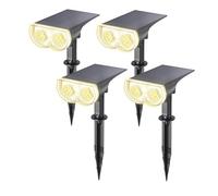 Linkind Spot Solaire Exterieur 800lm, Lampe Solaire à Détecteur de Lumière, 3000K Blanc Chaud, 22 LED, 3 Mode d'Eclairage, Étanche IP65, Lampe Solaire StarRay de Jardin, Cour, Lot de 4