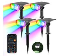 Linkind Spot Solaire Exterieur Intelligent RGBTW, 6 Millions de Couleurs, Contrôle en Groupe, Synchronisation Musicale, Alerte Lumineuse Rouge, IP65 Lampe Intelligente pour Jardin, Fête, Lot de 4