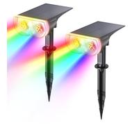 Linkind Spot Solaire Extérieur Multicolore, LED Lampes Solaires Etanche IP67, Projecteur Solaire Réglable 650LM avec 2 Modes d'Éclairage, Lumière Colorée pour Jardin, Cour, Allée, Chemin, 2 Pack