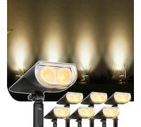 Linkind Spot Solaire Extérieur, Projecteur Solaire LED Blanc Chaud 3000K, Projecteur Solaire LED 350lm, Étanche IP67, Lampe Solaire Exterieur pour Jardin, Cour, Chemin, 6 Pcs [Classe Énergétique D]