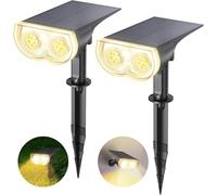 Linkind Spot Solaire Extérieur, StarRay 800lm avec Capteur de Lumière, 3000K Blanc Chaud, Applique Solaire Étanche IP65, Lampes Solaires de Jardin LED, avec 3 Modes, Lot de 2