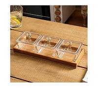 LINKIO Assiette de Grignotage 3 compartiments collations en verre et châssis restaurant familial divisé assiette de collation fruits sèche trempette Assiettes de Dessert