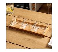 LINKIO Assiette de Grignotage 3 compartiments collations en verre et châssis restaurant familial divisé assiette de collation fruits sèche trempette Assiettes de Dessert